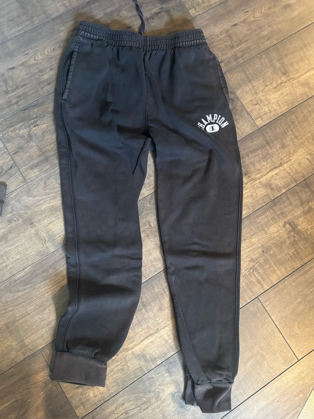 Champion Weathered Black Logo Jogger Pants